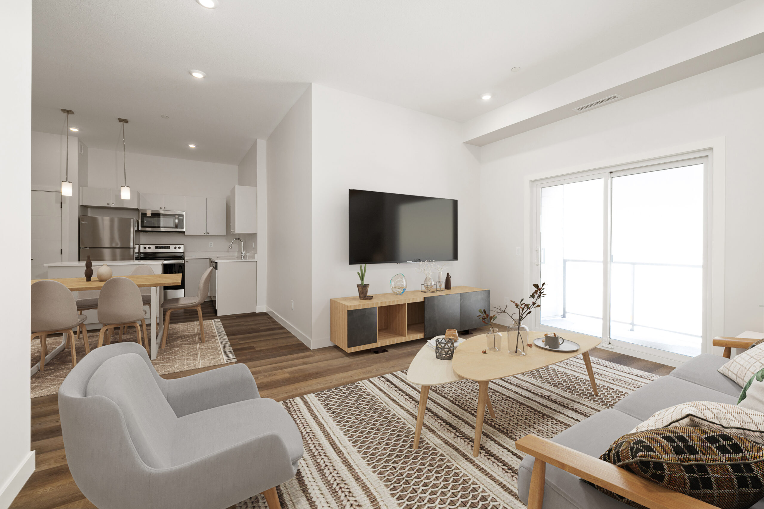 Rental property building with a triangle parallaxing around the border