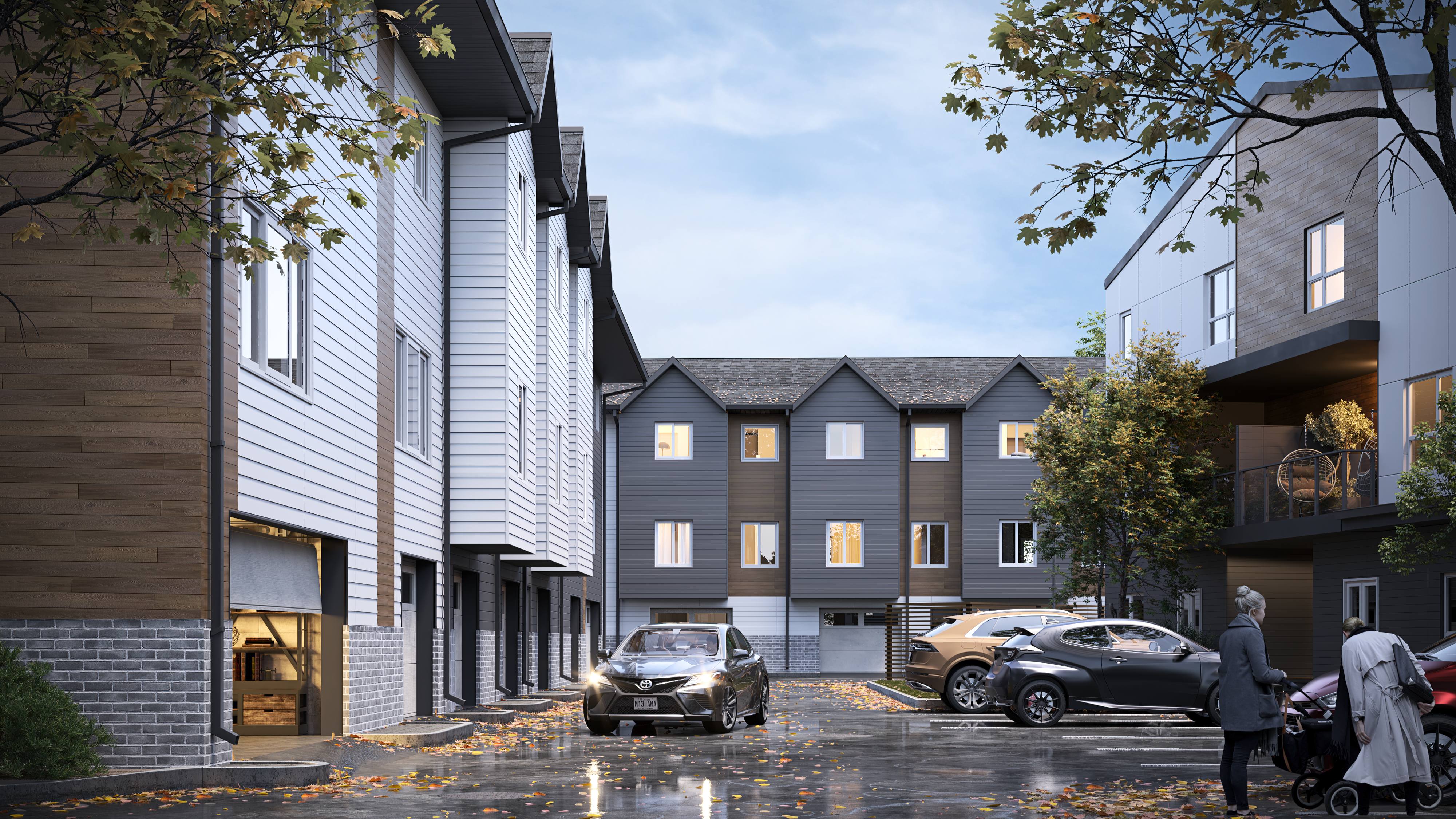 Rental property building with a triangle parallaxing around the border